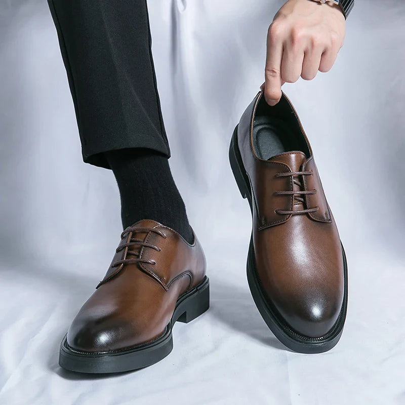 Trend Lace Up Shoes Wedding Dress Footwear Leisure Walk Office Flats New Business Formal Mens Oxford Shoes Leather Casual Shoes