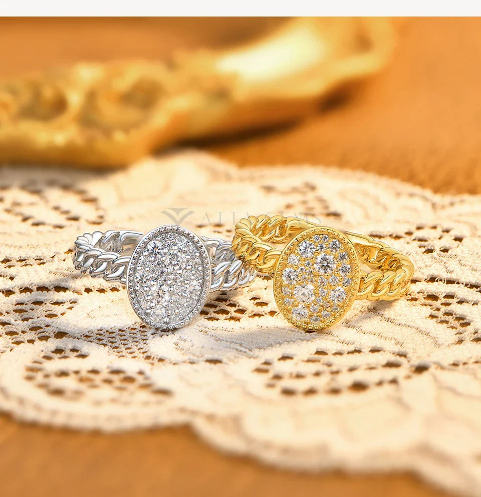 New Original Full Moissanite Rings for Women s925 Sterling Silver Ring  Fried Dough Twists Light Luxury Wedding Jewelry