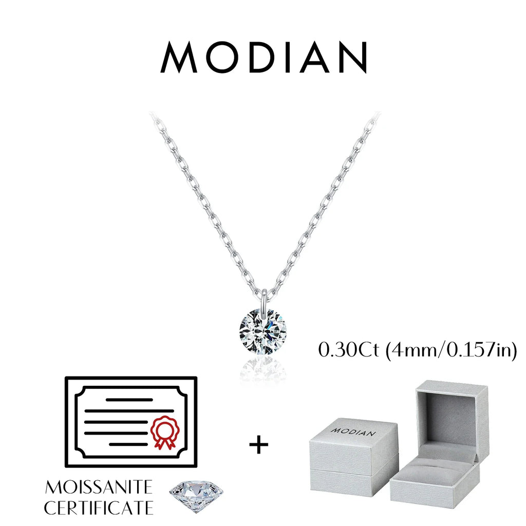 0.1CT/0.3CT/0.5CT VVS1 Clarity Moissanite 925 Sterling Silver Classic Round Pendant Necklace For Women Fine Jewelry