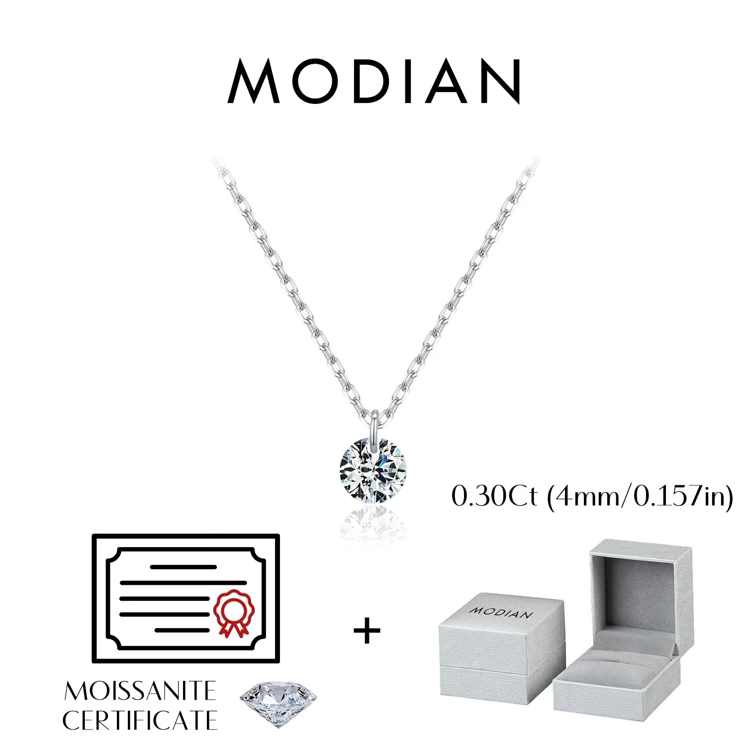 0.1CT/0.3CT/0.5CT VVS1 Clarity Moissanite 925 Sterling Silver Classic Round Pendant Necklace For Women Fine Jewelry