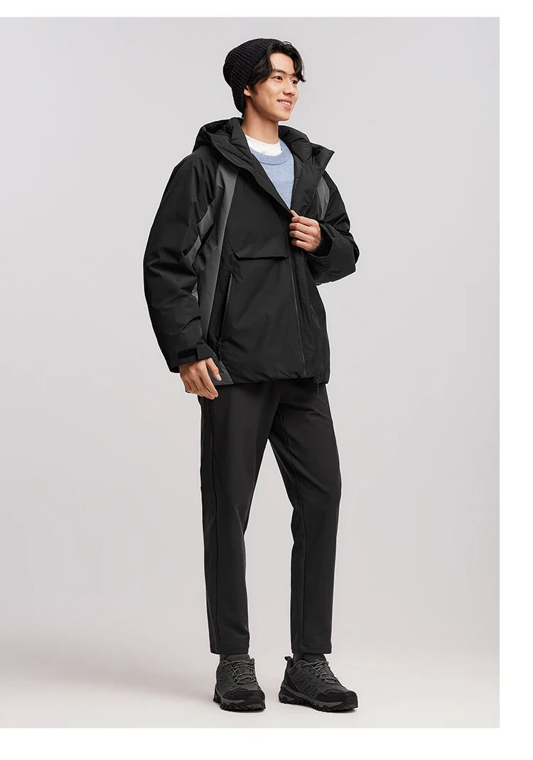 Down Jacket Men Waterproof Hooded 2026 New Winter Outdoor Windproof Warm Versatile Outerwear