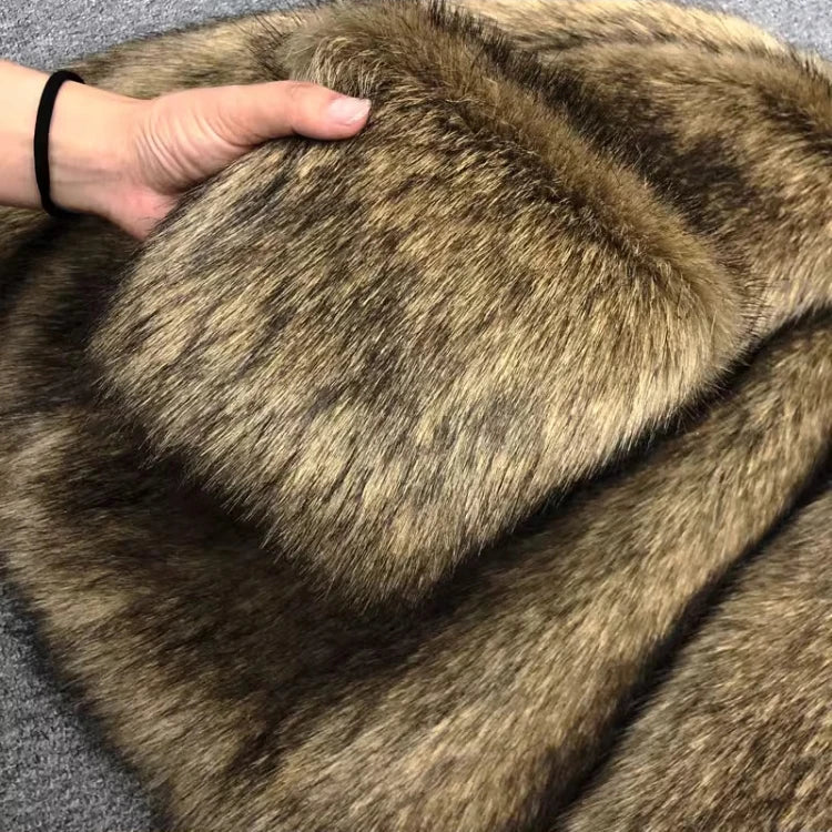 Winter Short Thick Warm Hairy Shaggy Faux Raccoon Fur Coat Men Long Sleeve High Quality Luxury Fluffy Jacket 2023