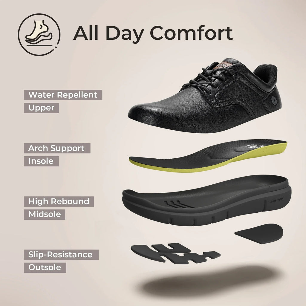 Men'S Shoes Wide Width Leather Slip-On Casual Shoes Lightweight For Swollen Feet With Arch Support Pain Relief