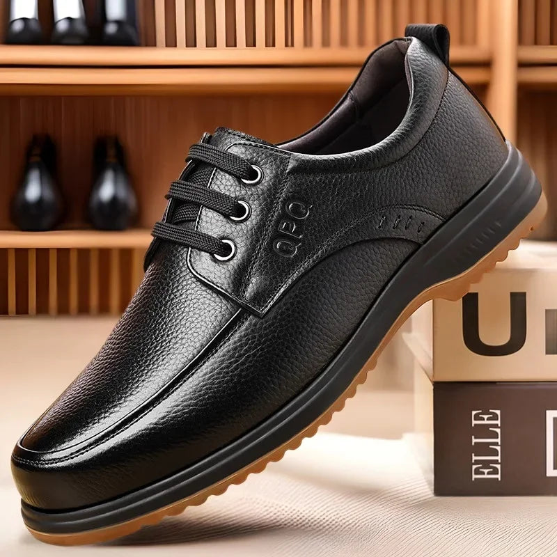 Men’s leather business casual shoes breathable soft sole spring autumn