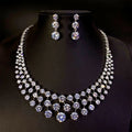 Jewelry Set with Round-Cut Necklace and Dangle Earrings Elegant Sparkling Bridal Accessories for Banquets Wedding