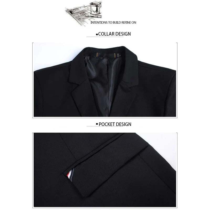 2026 New Spring Autumn Men Suit Jacket Mens Korean Slim Fit Solid Color Smart Casual Work Clothing Men's Suits Blazers