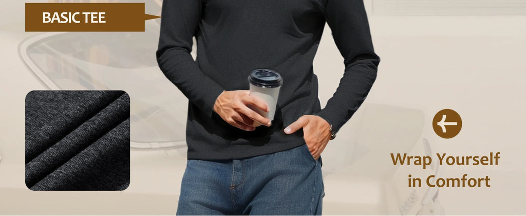 Men's Long Sleeve T-Shirt Cotton Crew Neck T-Shirt Casual Light Work Spring and Autumn Tops
