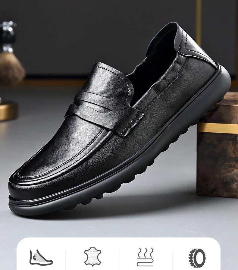 Spring Autumn New Genuine Leather Shoes for Men Black Fashion Business Casual Shoes Male High Quality Designer Loafers Man