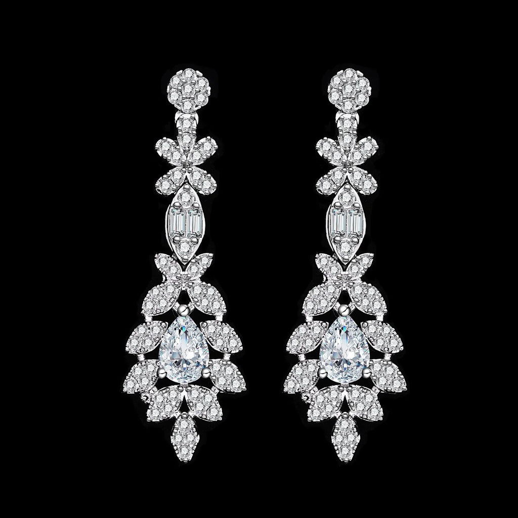 Luxury Women's Jewelry Elegant Style Bride CZ Necklace Earrings Bracelet Ring Jewelry Set&M Bride Large Wedding Jewelry Set