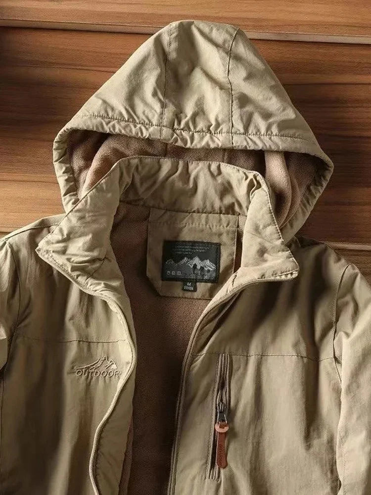 Autumn And Winter Padded And Thickened Outdoor Punching Jacket Casual Warm Tactical Plus Size Jacket Solid Colour Men's Clothing