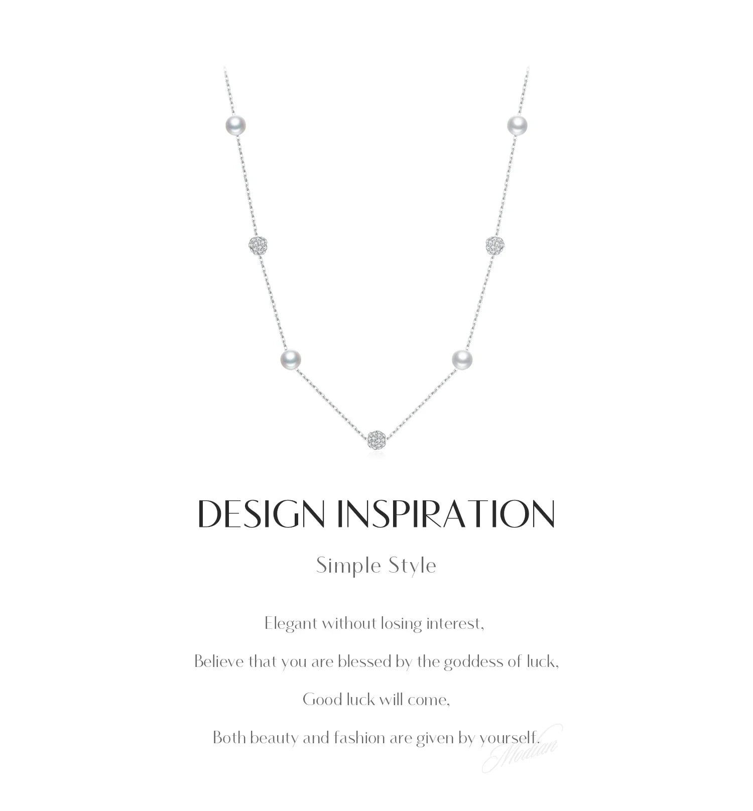 925 Sterling Silver Zircon Beads &Pearl Chain Necklaces Pendant For Women Fine Jewelry  Valentine’s Day Gifts