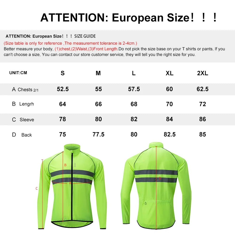Cycling Windbreaker Windproof Waterproof Reflective Bicycle Jacket Ultralight MTB Road Bike Jersey Portable Cycling Coat