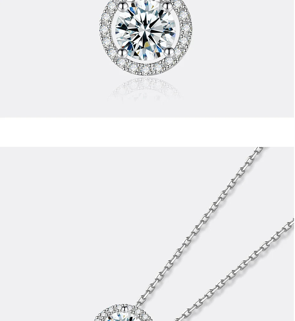 0.5/1/2CT Moissanite Necklace for Women S925 Pure Silver Round Laboratory Diamond Pendant Fashionable Wedding Jewelry
