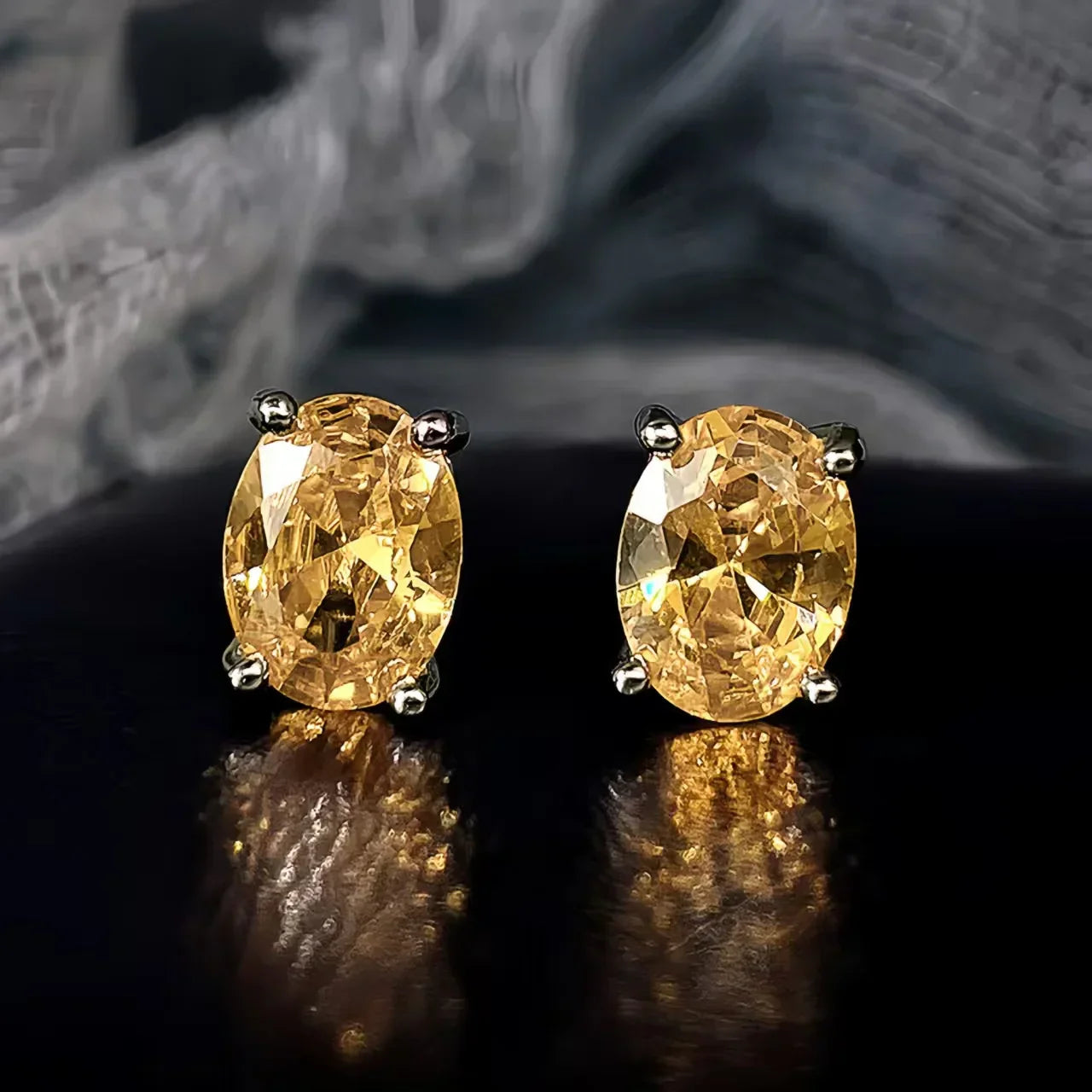 Rose Gold Yellow Gold Plated Oval Natural Amethyst Citrine Garnet Topaz Peridot 925 Sterling Silver Earrings for Women