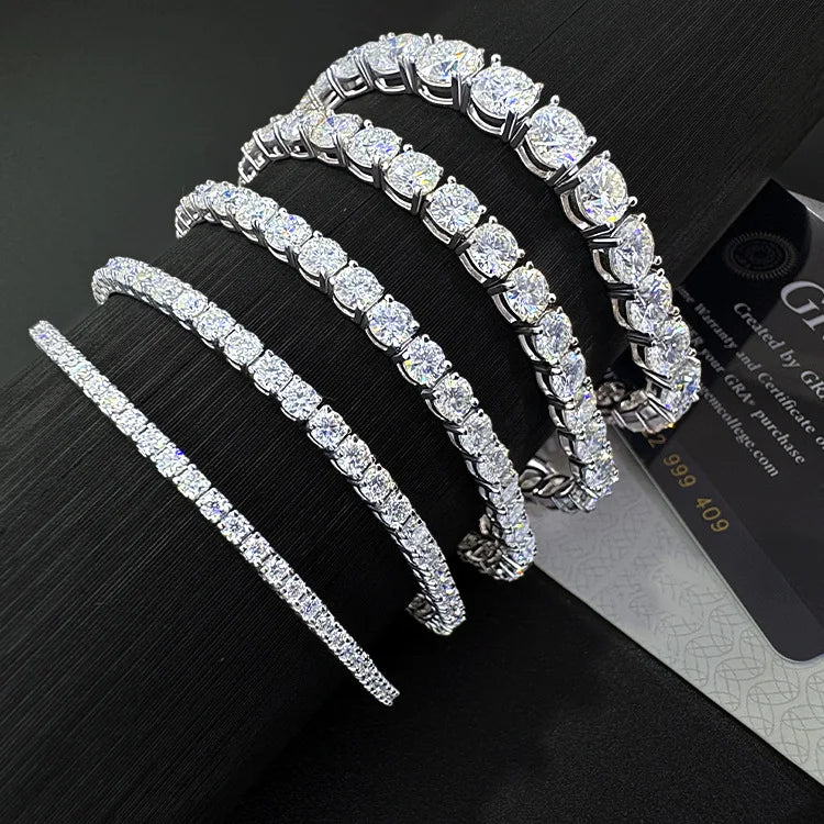 Luxury  Jewelry VVS Moissanite  Sterling Silver 925 Fashion Moissanite Tennis Chain Bracelet and Necklace For Women