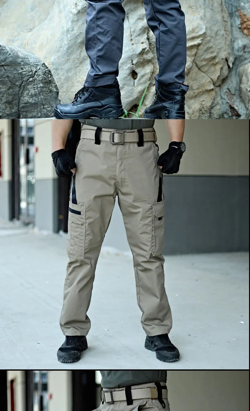Outdoor Tactical Pants Men Casual Cargo Trousers Multi-pocket Waterproof Pant Autumn Spring Outdoor Workwear Hiking Trousers