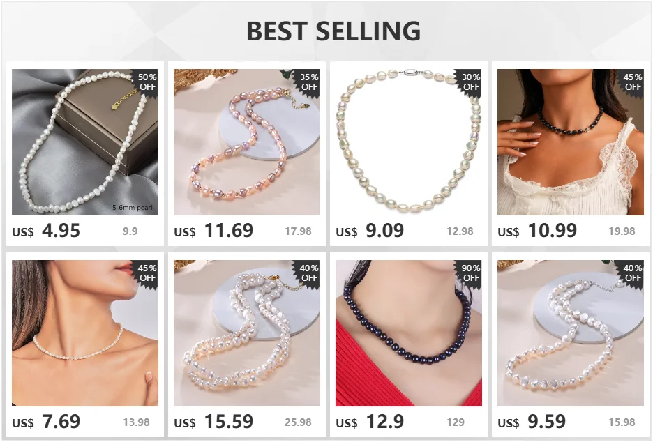 Baroque Pearl Necklace for Women 8-9mm 9-10mm AA Quality Freshwater Cultured Pearl Strand Necklace with Sterling Silver Clasp
