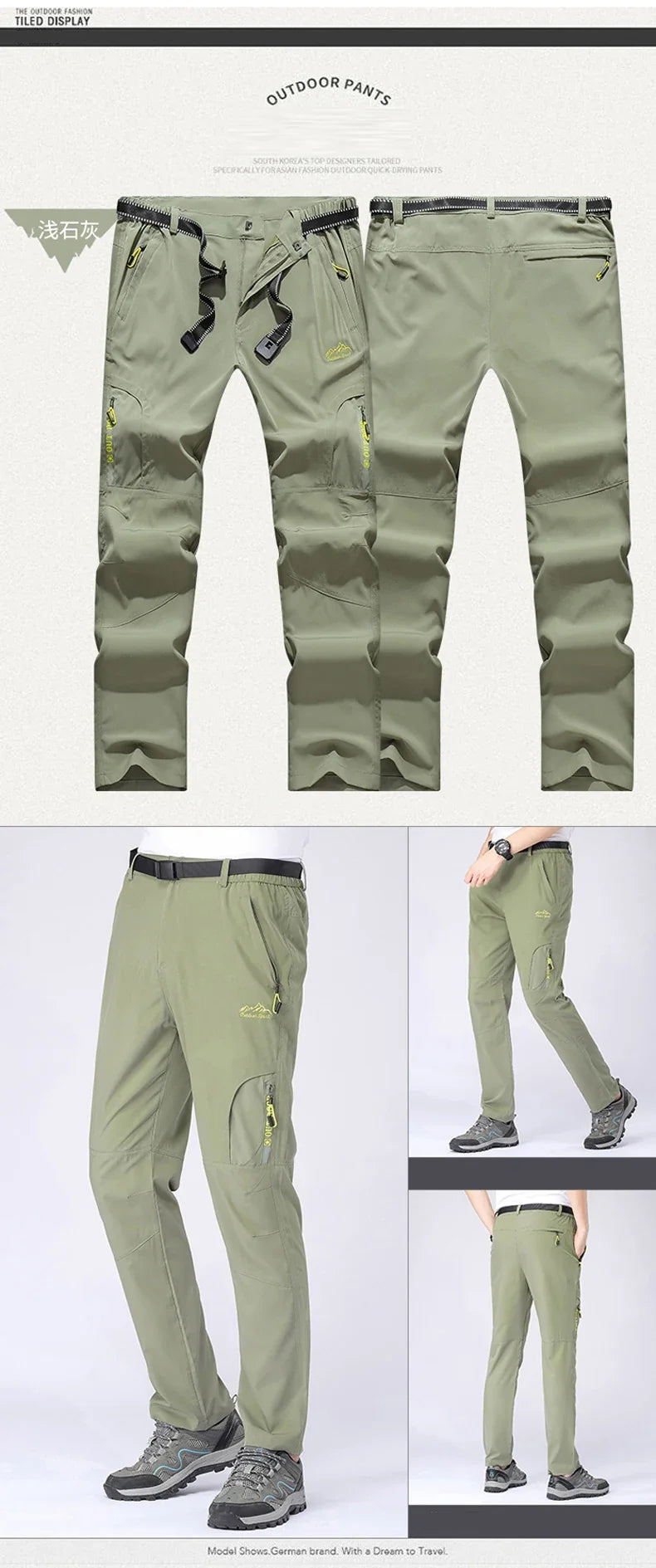 SFABL 5XL Summer Quick Dry Hiking Pants Men Stretch Waterproof Tactical Pants Zipper Pockets Trousers Lightweight Fishing Pants