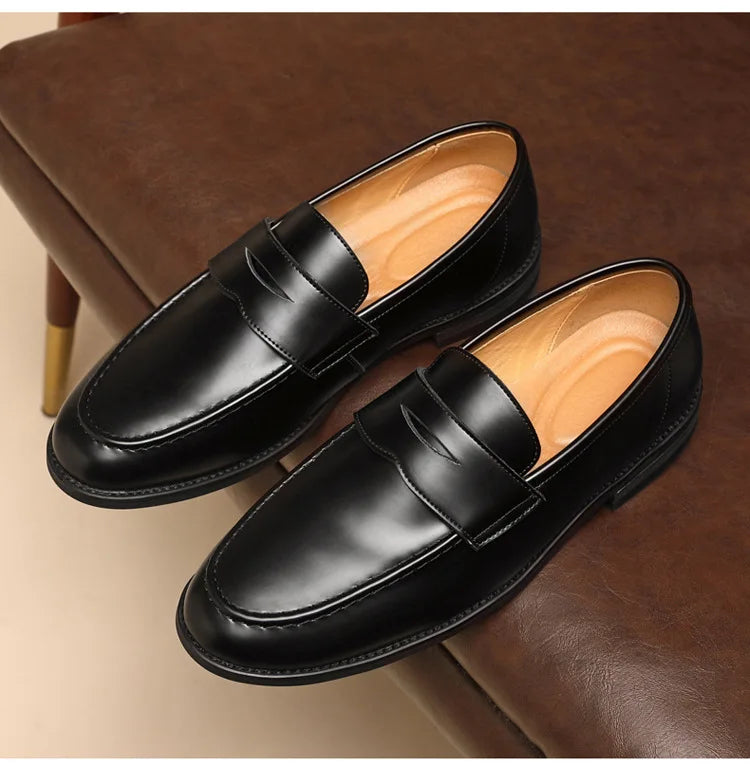 Men's Plus Size Genuine Leather Loafers Slip-on Formal Business Casual Dress Shoes for Man Spring Autumn New Wedding Shoes Male