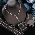 4pcs Bridal Zirconia Jewelry Sets For Women Party, Luxury Dubai Nigeria platinum plating Crystal Wedding Jewelry Sets