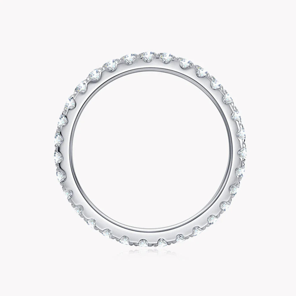 2mm D Color Moissanite Ring 925 Sterling Sliver Solid 18k White Gold Eternity Band Wedding Engagement Rings For Women