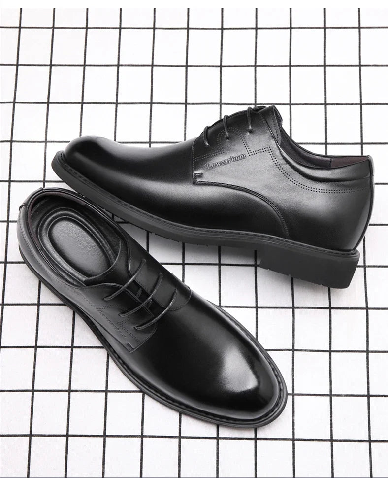 Men Business Elevator Shoes Real Cowhide Invisible Height Increasing Shoes with 3/6/8CM Height Boost Breathable Comfortable