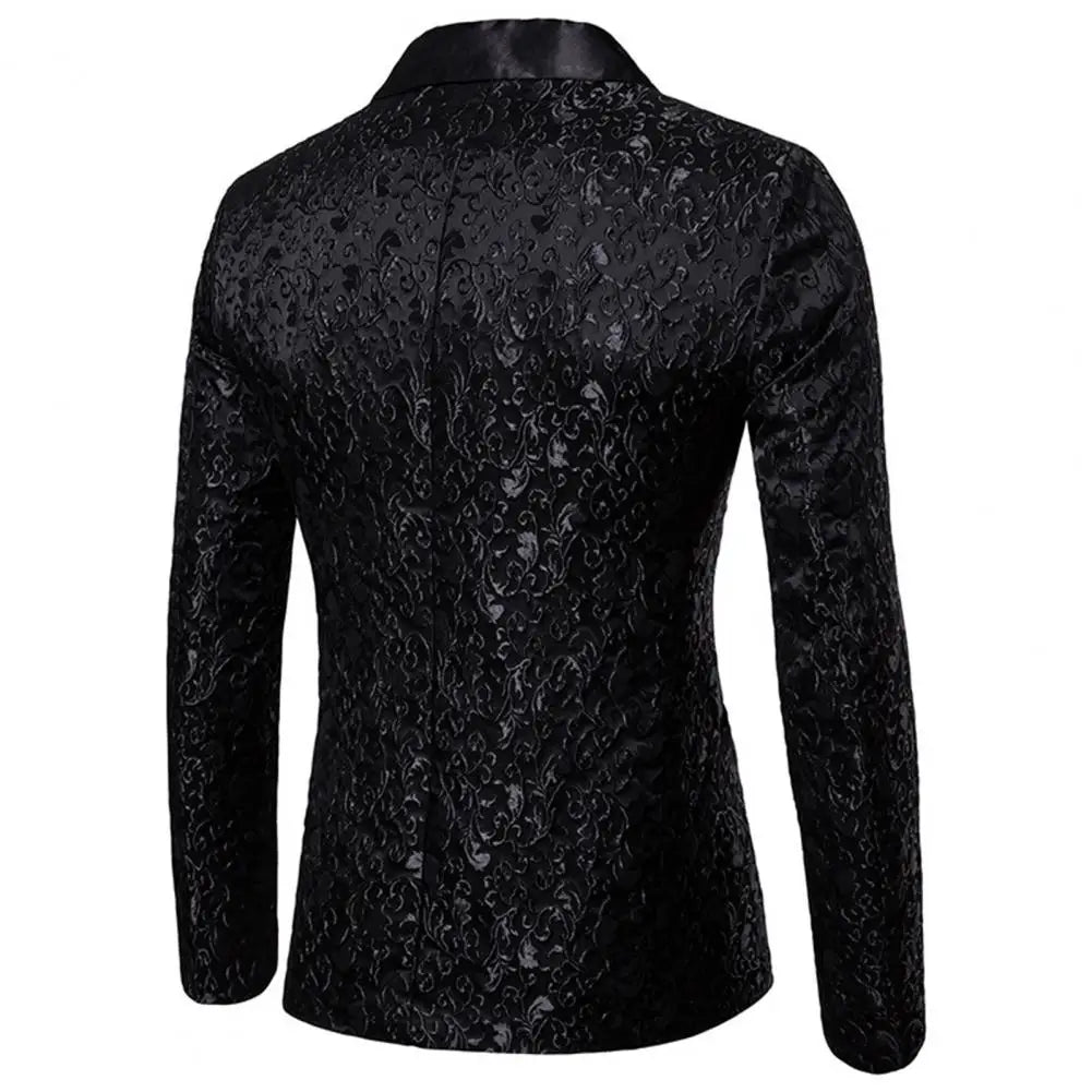 Luxury Men Jacquard Single Button Slim Fit Turndown Collar High Quality Wedding Banquet Men Jacket Coat