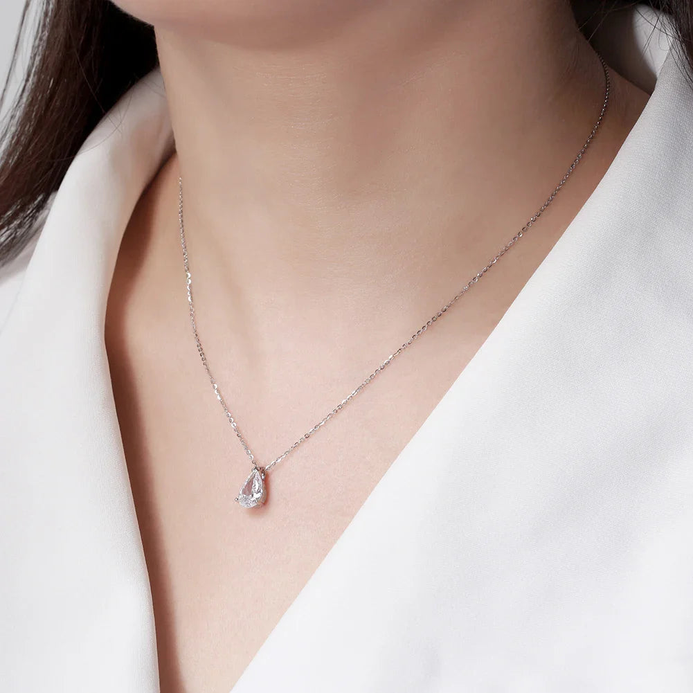 Classic Dainty 925 sterling Silver Princess Cut Solitaire Cubic Zirconia Pendant Necklace for Women Jewelry APN12