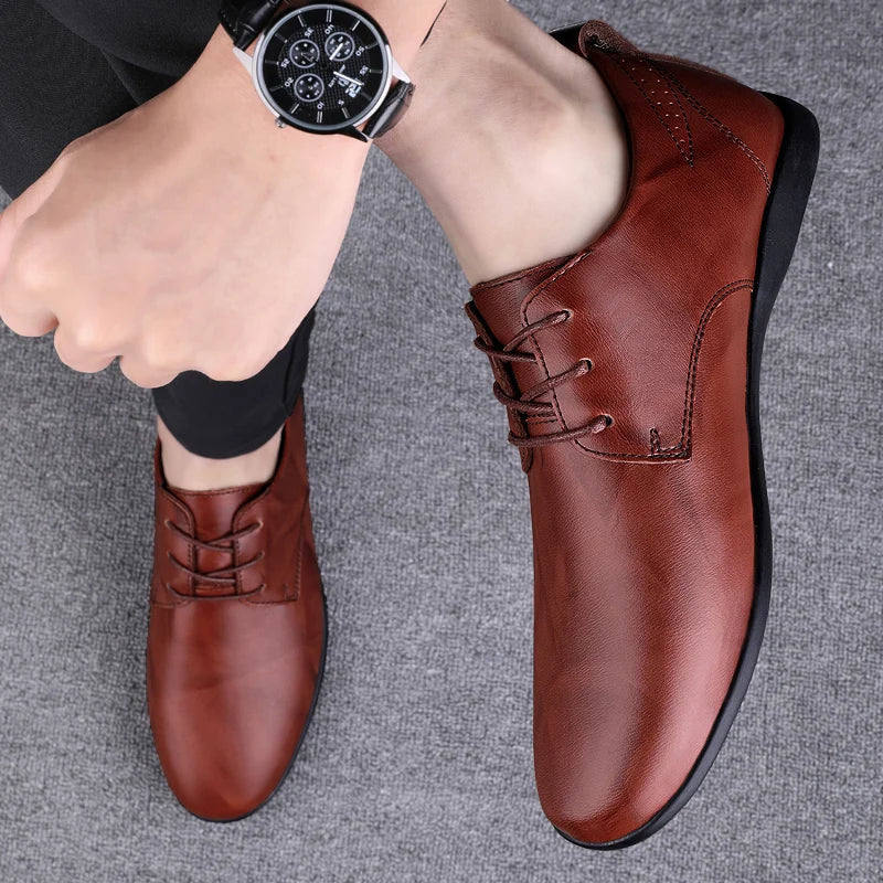 Fashion Simple Mens Oxford Shoes Breathable Male Business Footwear Handmade Formal Dress Shoes Genuine Leather Men Casual Shoes
