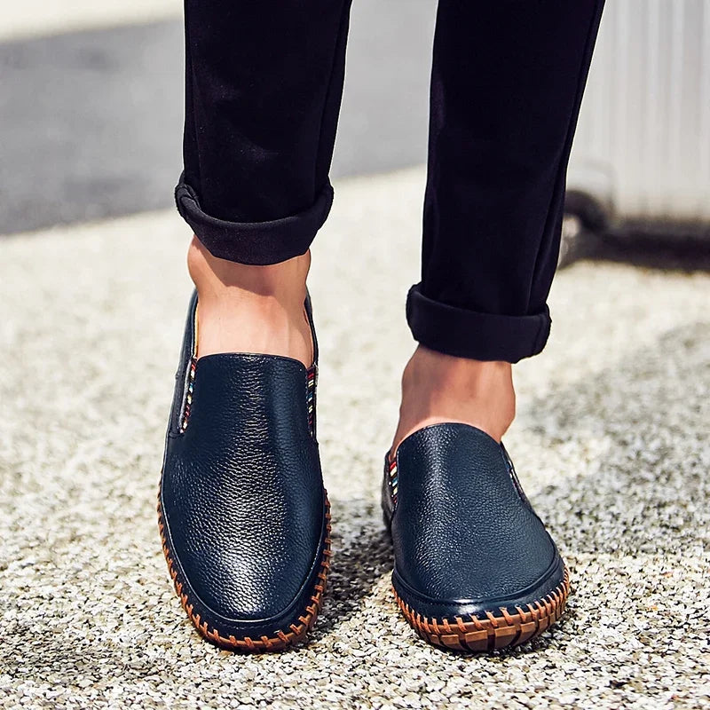 New Plus Size 49 50 Men Loafers Soft Moccasins Fashion Soft Spring Autumn Genuine Leather Shoes Men Casual Flats Driving Shoes