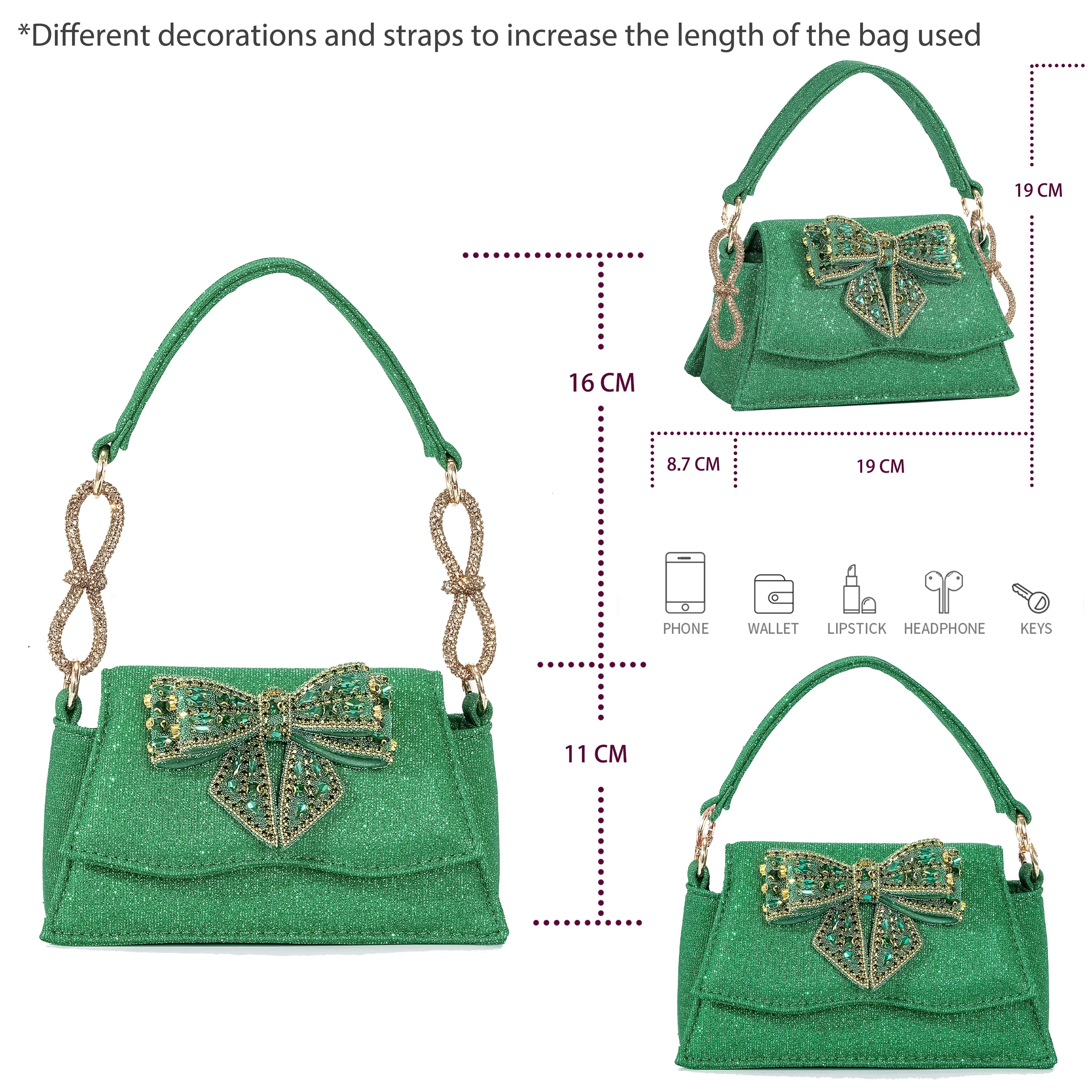 Frosted Crystal Shiny Rhinestone Pointed Shoes And Bag Set