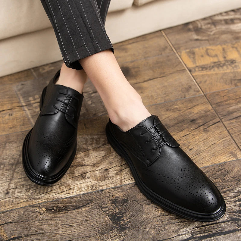 Men's Premium Leather Dress Shoes – Classic Lace-Up Formal Footwear for Business & Events