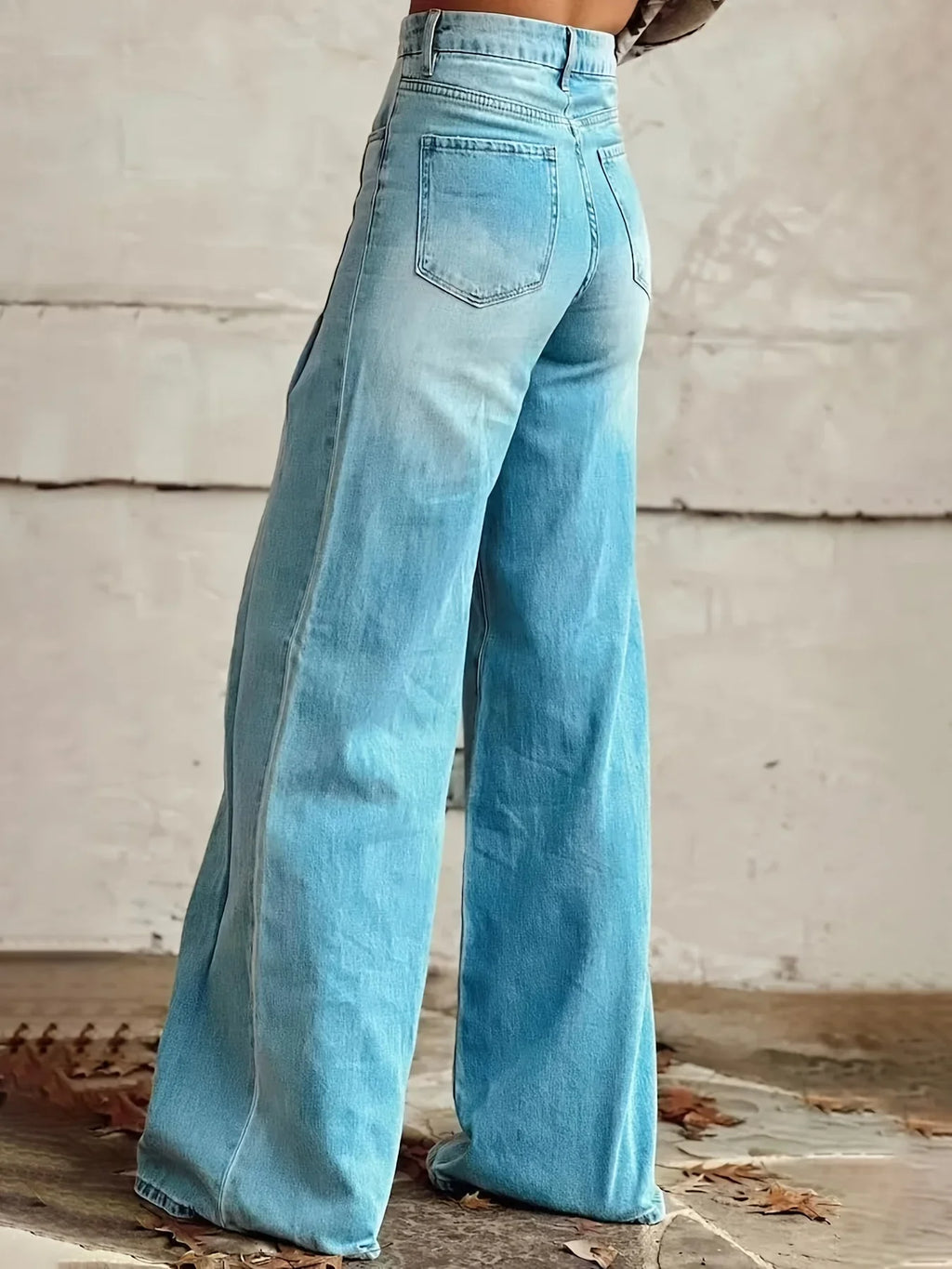 Women's fashion casual wide-leg jeans