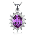 Princess Diana Created Blue Sapphire Ruby Simulated Emerald 925 Sterling Silver Pendant Necklace Women No Chain