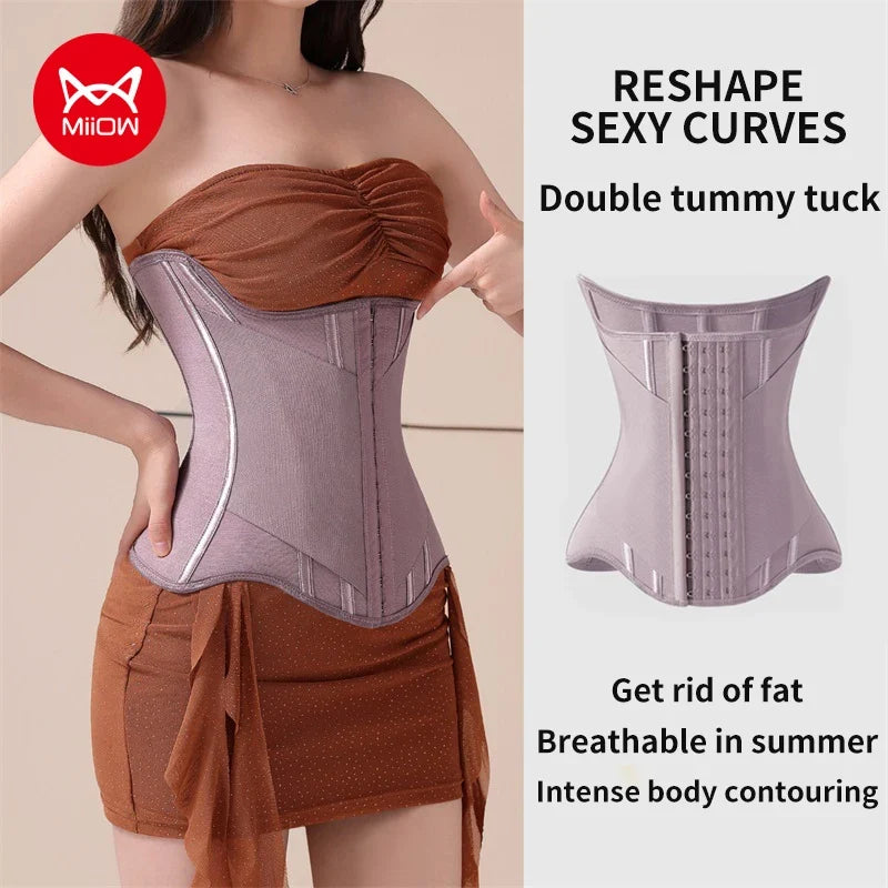 MiiOW U-shaped Waist Trainer Corset Women Buttoned Shapers Breast Lifted Waist Trainer Steel Bone Slimming Womens Body Shapewear