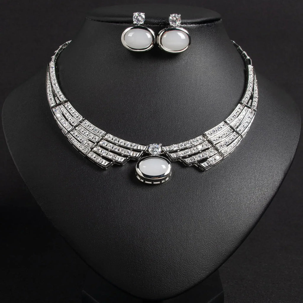Pop Hot Stereo Jewelry Oil Painting Necklace Earrings Premium Multi-Color 2-Piece Wedding Travel Women's Holiday Gift M-1000