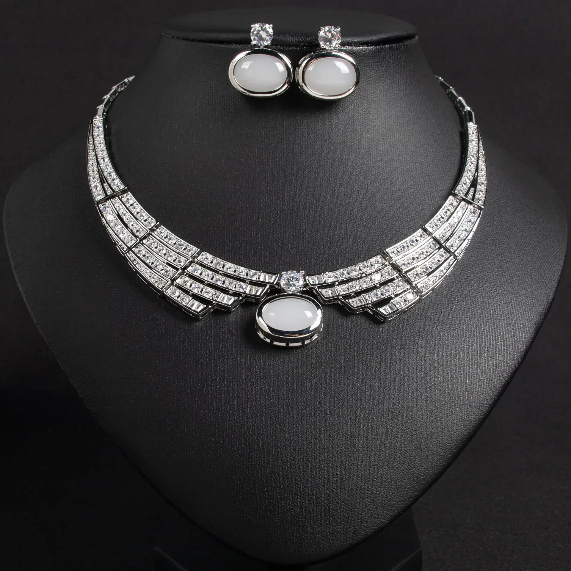 Pop Hot Stereo Jewelry Oil Painting Necklace Earrings Premium Multi-Color 2-Piece Wedding Travel Women's Holiday Gift M-1000