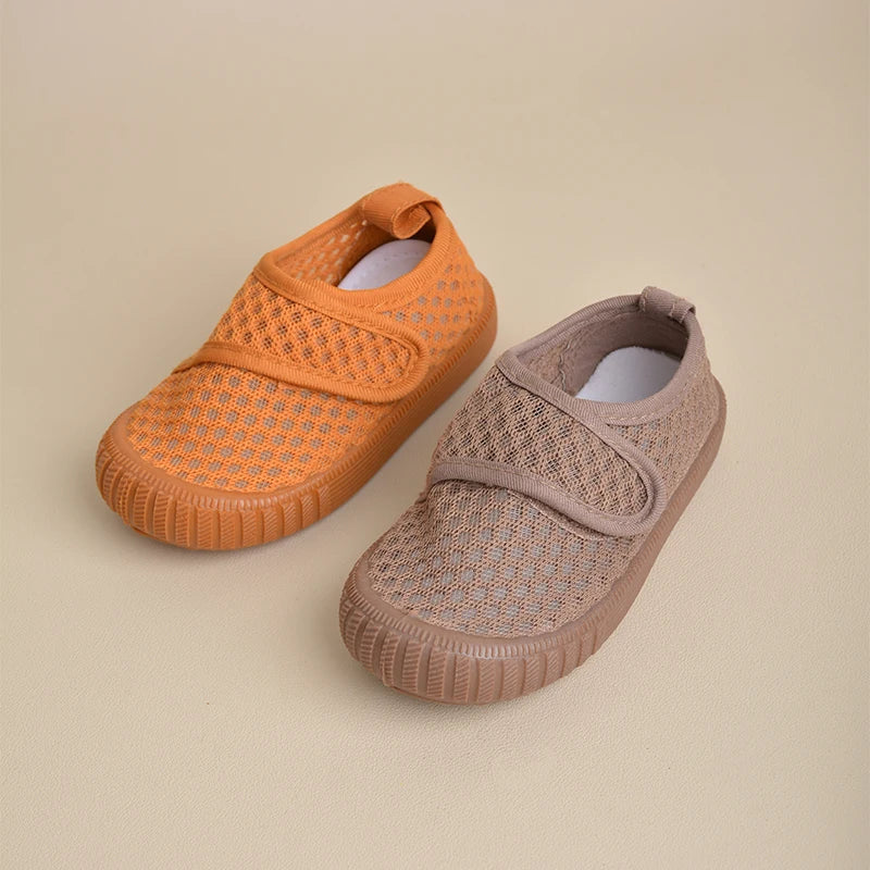 Light Colored Kids Mesh Flat Sneakers  Spring Summer Toddlers Daily Breathable Soft Durable Outdoor  Shoes EY8237