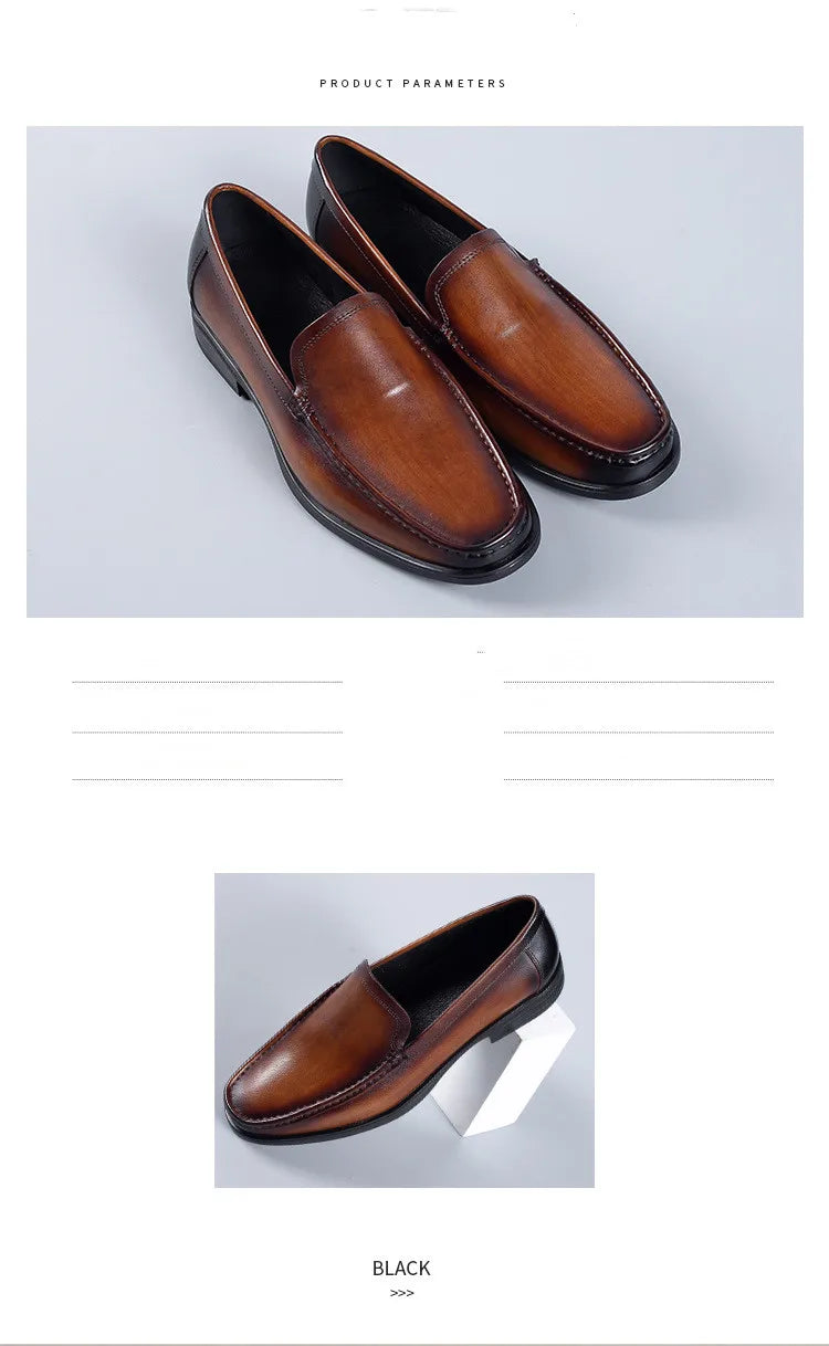 Italian Men's Formal Shoes Luxury Genuine Leather Handmade Black Wedding Soical Suit Buckle 2023 Summer New Oxford Dress Loafers