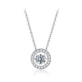 0.5CT Dancing Moissanite Necklace 925 Sterling Silver Halo Round Pendant Link Necklace for Women Wedding Jewellry Gift