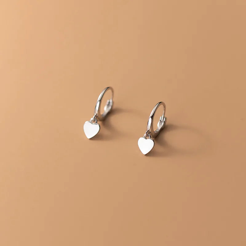925 Sterling Silver INS Minimalism Sweet Love Heart CZ Zircon Hoop Earrings For Women Girl Small Ear Buckle Jewelry Gift