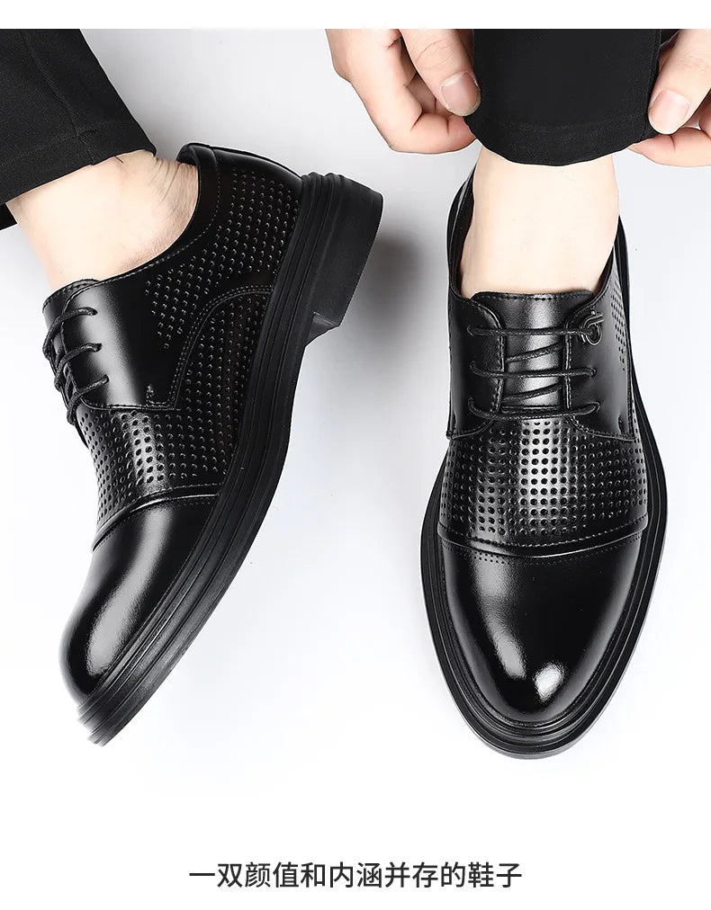 2026 New British Business Formal Leather Shoes for Man Summer Autumn Hallow Dress Shoes Male Solid Color Fashion Shoes Man