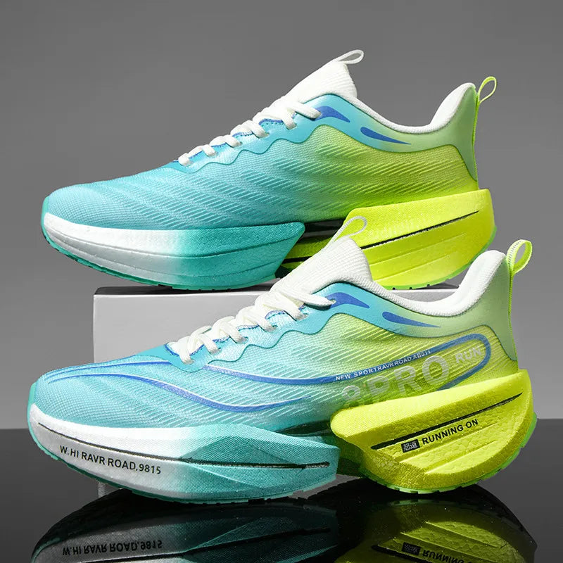 Men's Carbon Plate Sneakers Outdoor Soft Sole Mesh Sports Shoes Running Shoes Light Anti-Slip Casual Couple Tennis Shoes