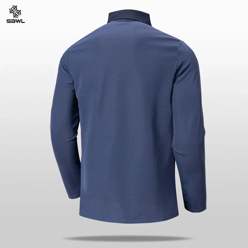 SBWL Autumn and Winter Fashion Outdoor Sports Long Sleeve Stand Collar T-Shirt Running Fitness Breathable Base Shirt Tops