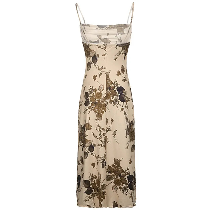 Female Bodycon Dresses Women Retro Clothes Floral Sleeveless Evening Party Dress