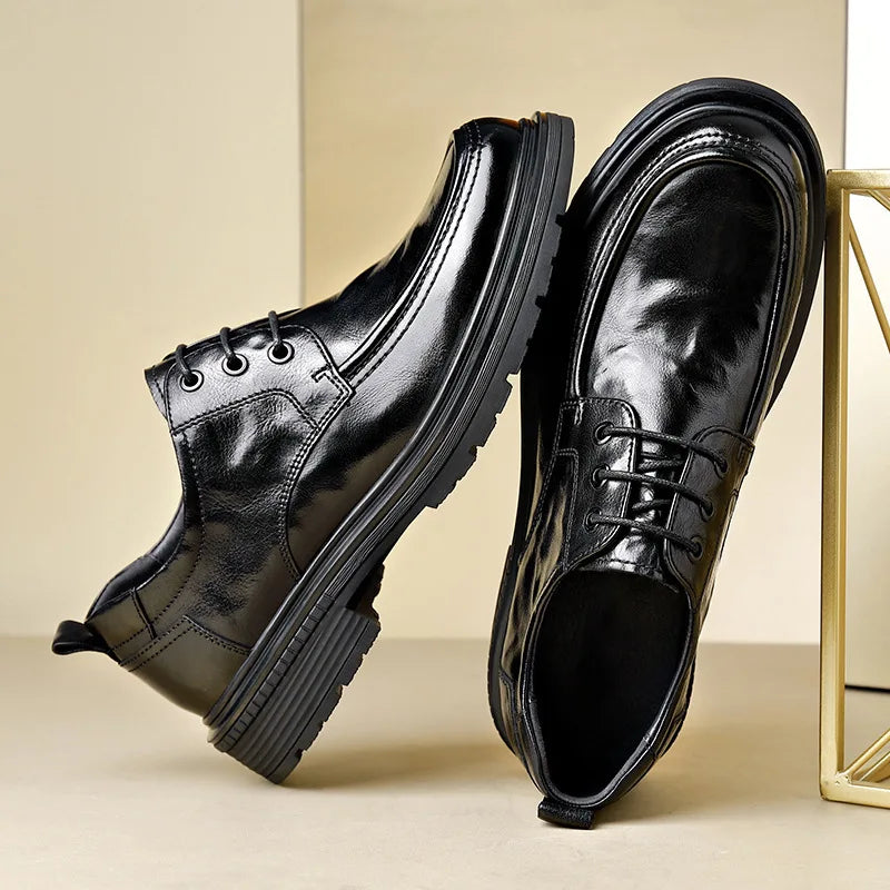 Business Formal Black Lace-up Style Leather Shoes for Men Spring Autumn New Designer Dress Shoes Male British Style Wedding Shoe