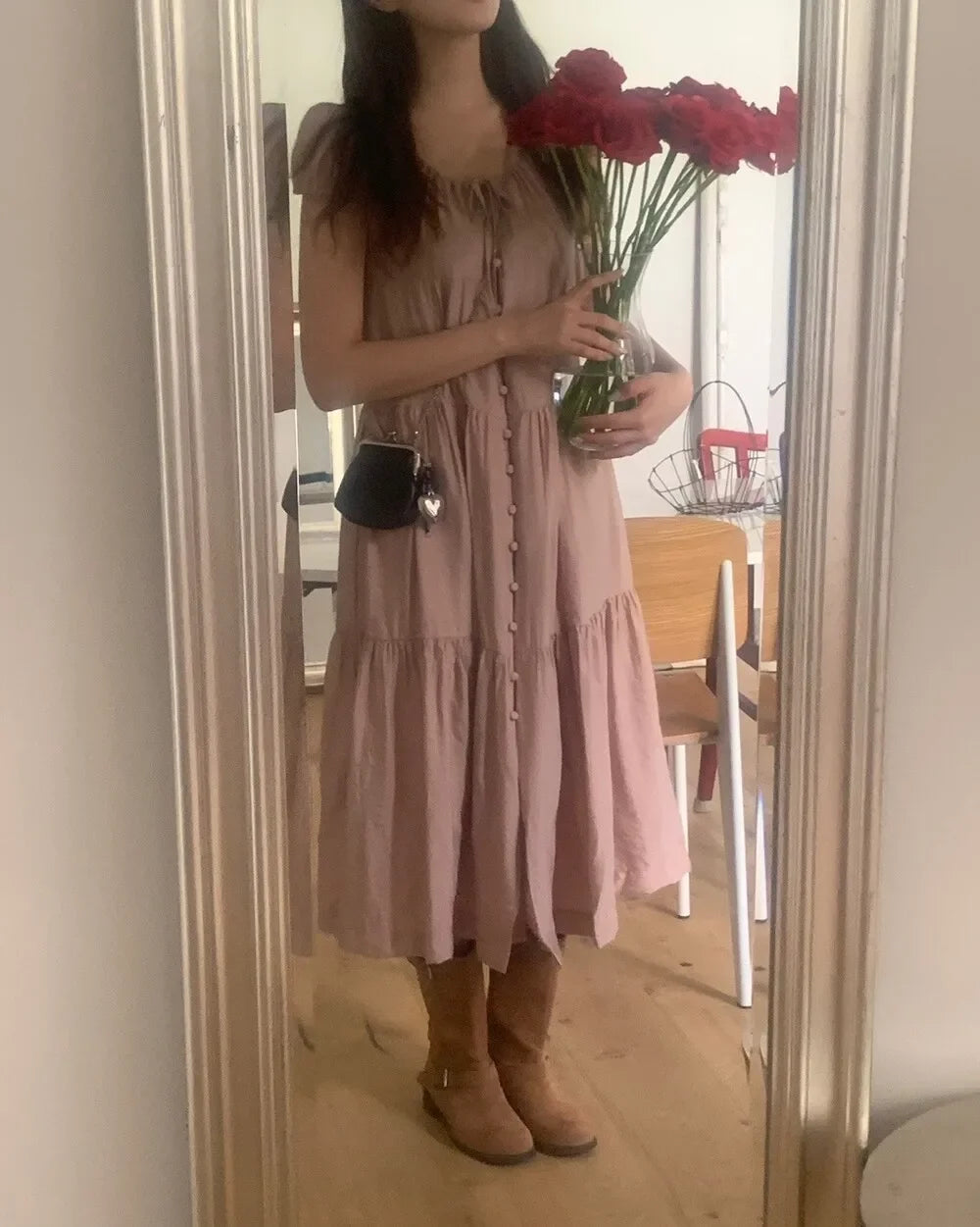 Spring 2025 Chic A-Line Dr Korean Sle Long Svel Women's Faionable Gown Ele Personali Commute Suitable Dr
