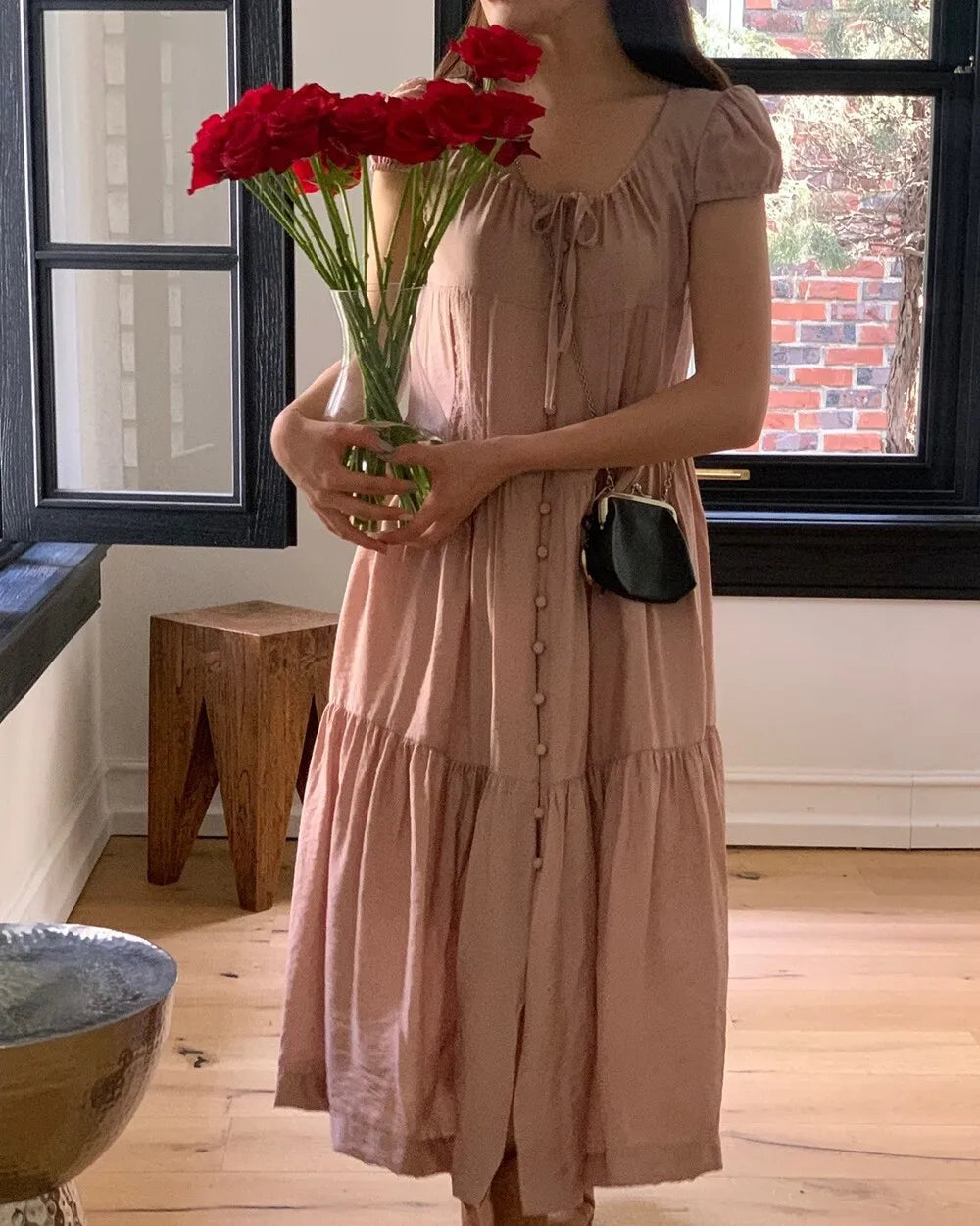 Spring 2025 Chic A-Line Dr Korean Sle Long Svel Women's Faionable Gown Ele Personali Commute Suitable Dr