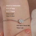 1/2CT Bezel Set Pear Oval Cut Moissanite Solitaire Link Bracelet Women S925 Silver Dainty Diamond Bridal Wrist Chain Gift