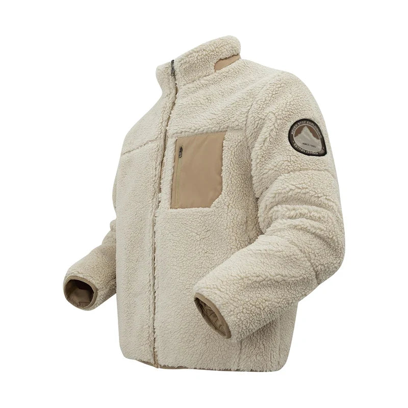 Men's Fleece Jacket Winter Thickened Coat Casual Stand Collar Daily Wear for Outdoor Activities Man Fur Outerwear Menswear